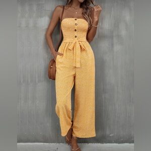 Yellow Strapless Jumpsuit